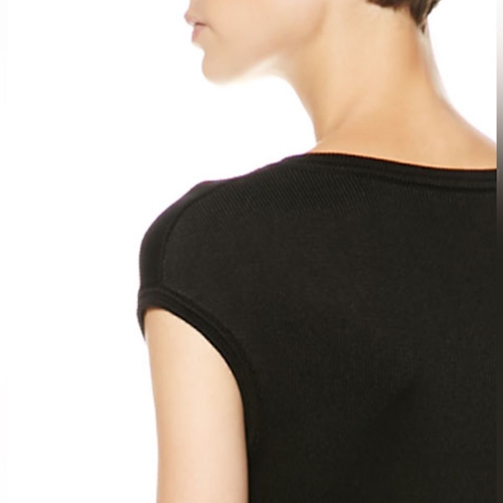 Ralph Lauren Black Lamb Leather-Fringe Silk Knit Sheath Dress - Picture 12 of 16